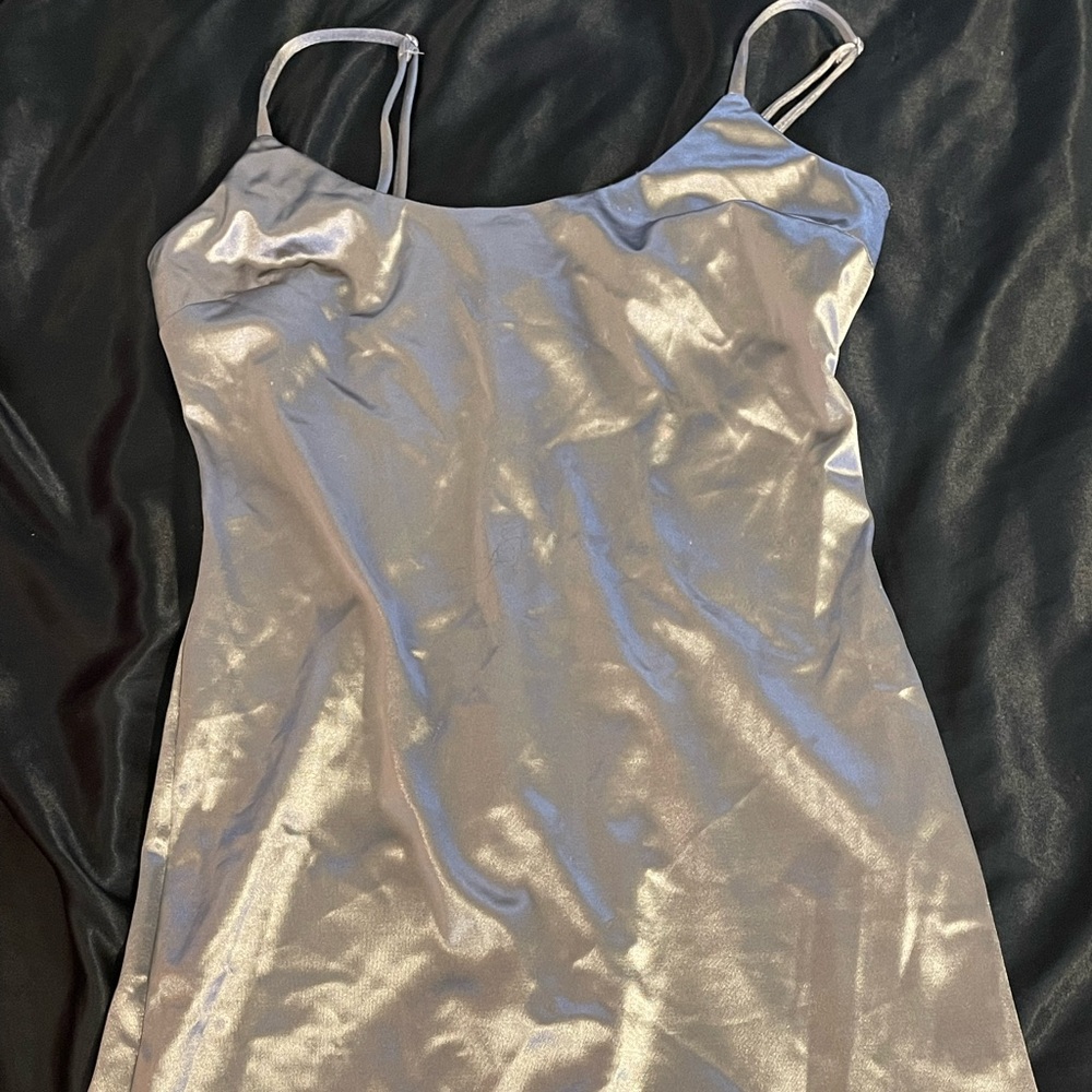 Thigh high silk fitted dress